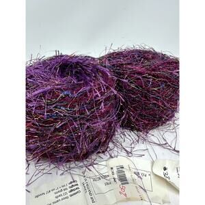 Ironstone Yarns Pizzazz Lot of 2 x 168 g Balls Purple Fun Colorful Sparkles